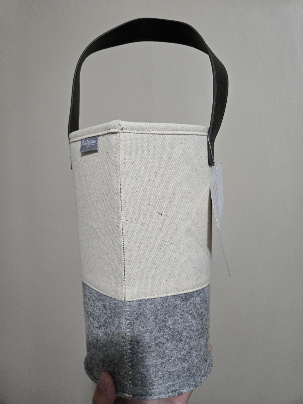 Thirty-One Wine & Gift Bag - Cream and Gray